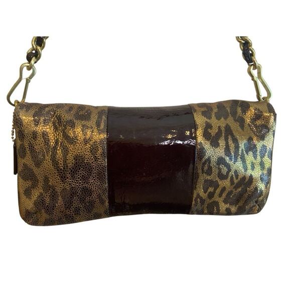 Coach Kristin Metallic Leo Leopard Leather Clutch - Picture 7 of 11